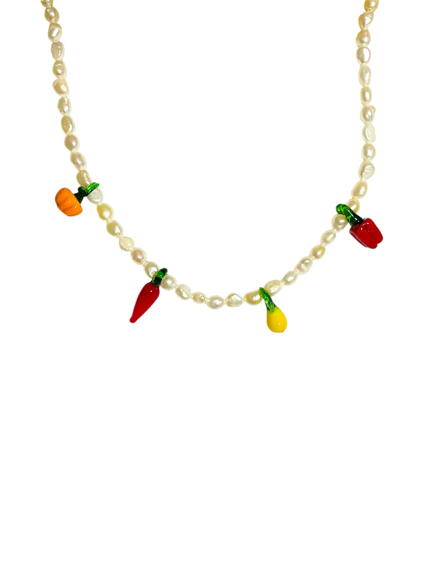 Charm Necklace - Pearls and Fruits